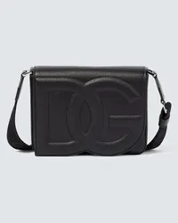 Dolce & Gabbana Messenger Bag DG Medium aus Leder Schwarz