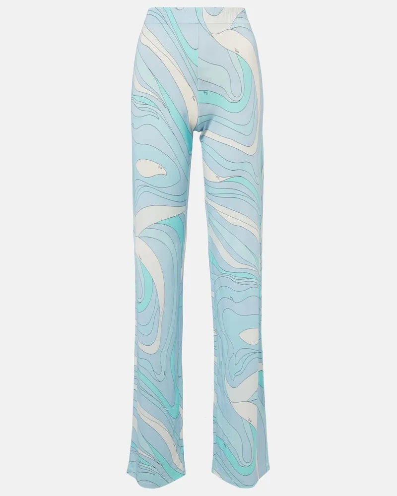 Emilio Pucci Gerade Hose Marmo aus Satin Blau