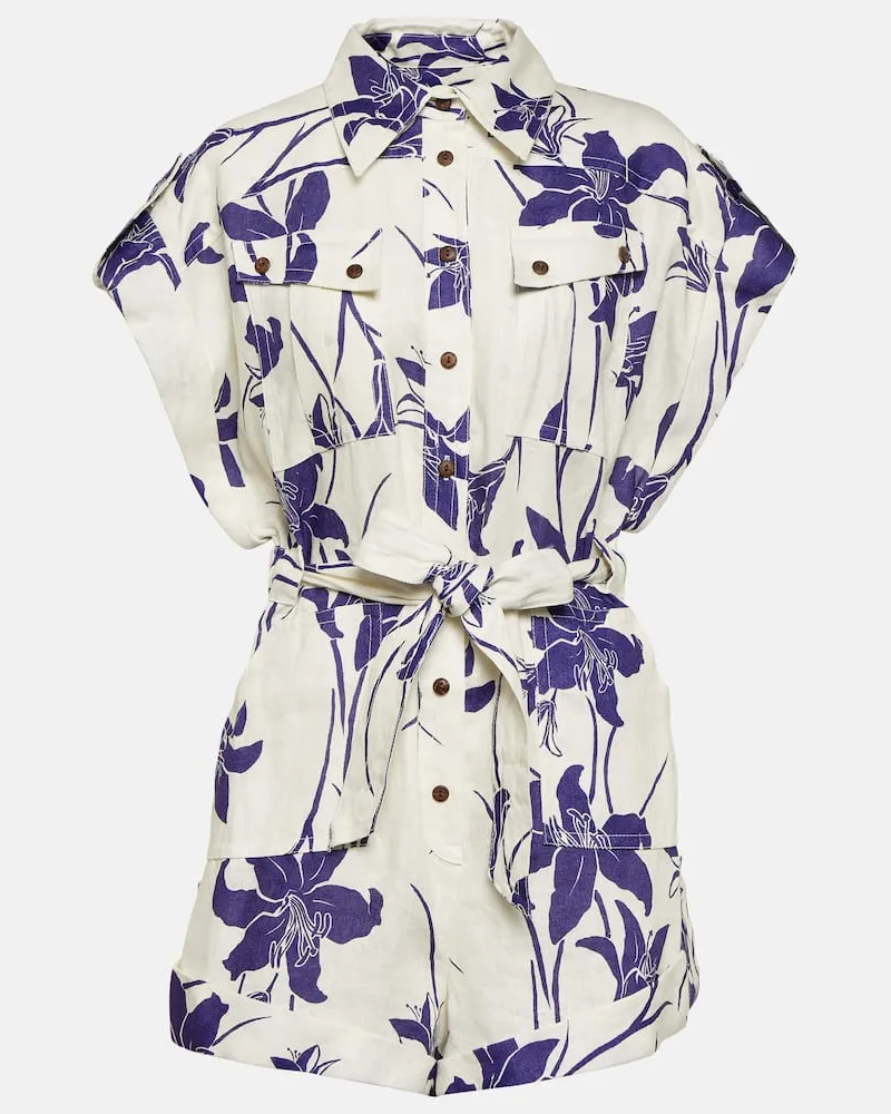 Zimmermann Playsuit Acadian aus Leinen Weiß