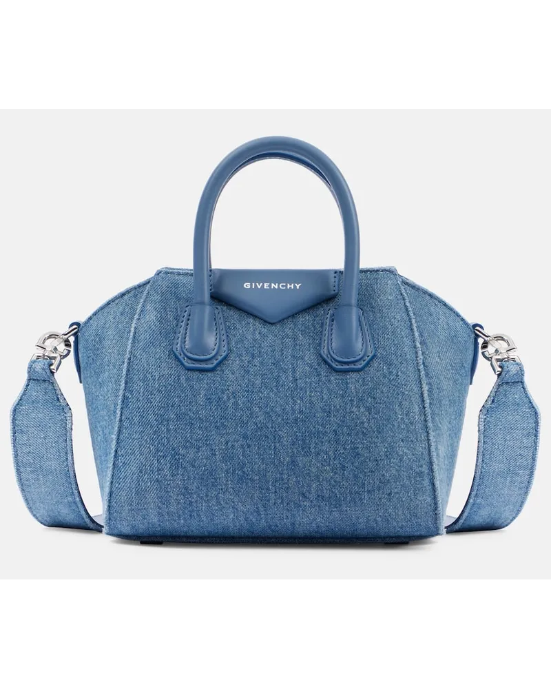 Givenchy Tote Antigona Toy aus Denim mit Leder Blau