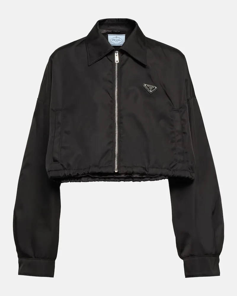 Prada Cropped-Jacke aus Nylon Schwarz