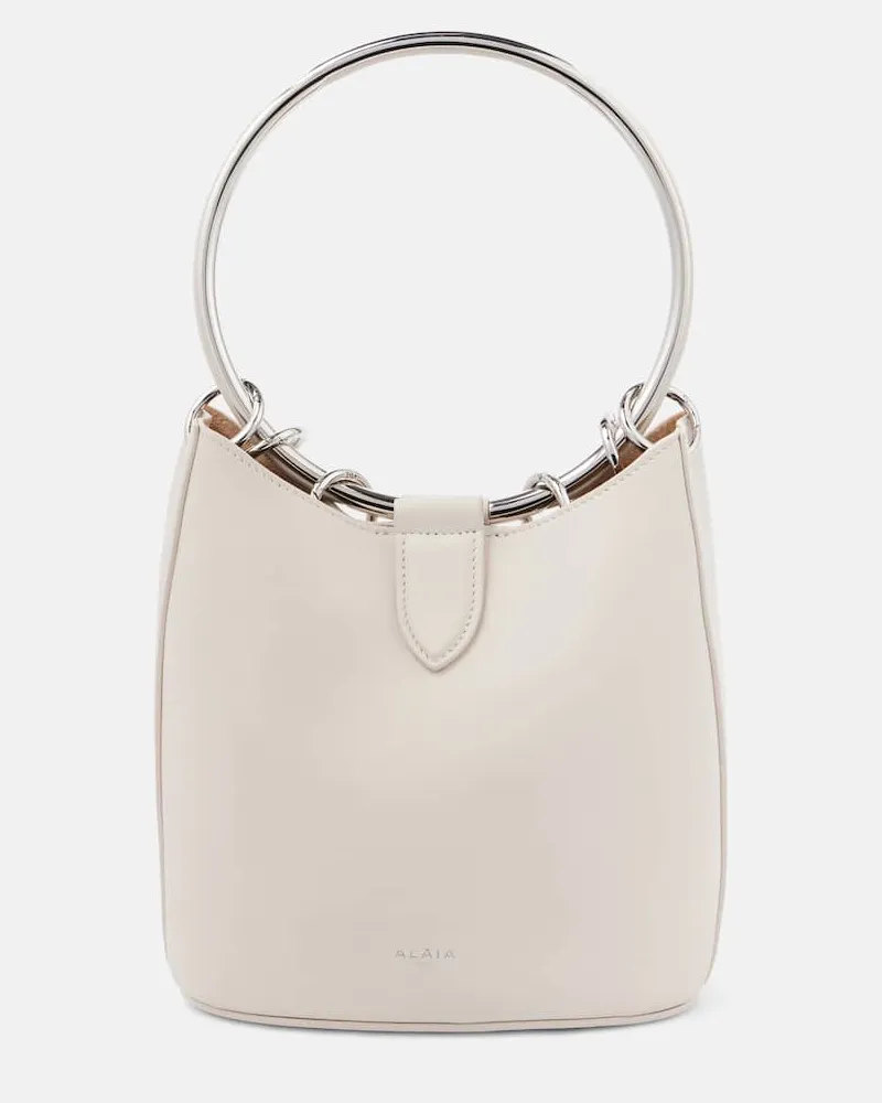 Alaïa Alaïa Bucket Bag Ring Medium aus Leder Weiß