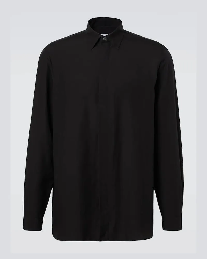 LARDINI Hemd aus Tencel und Leinen Schwarz