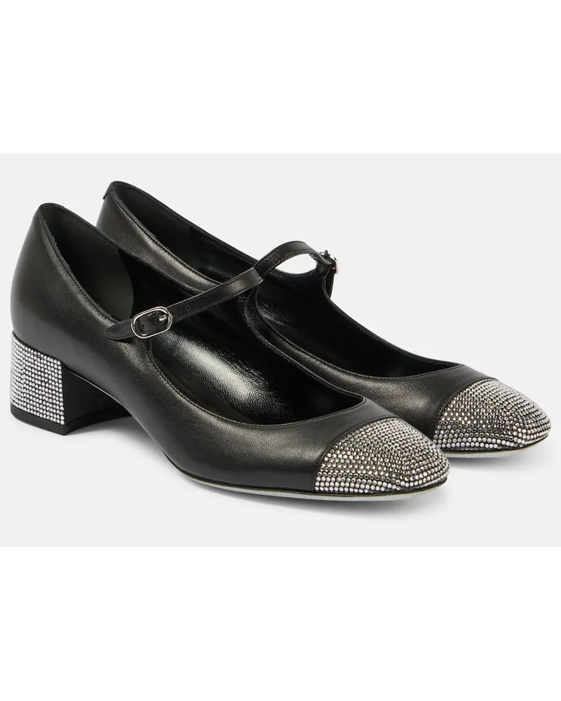 René Caovilla Verzierte Mary-Jane-Pumps Kristen aus Leder Silber