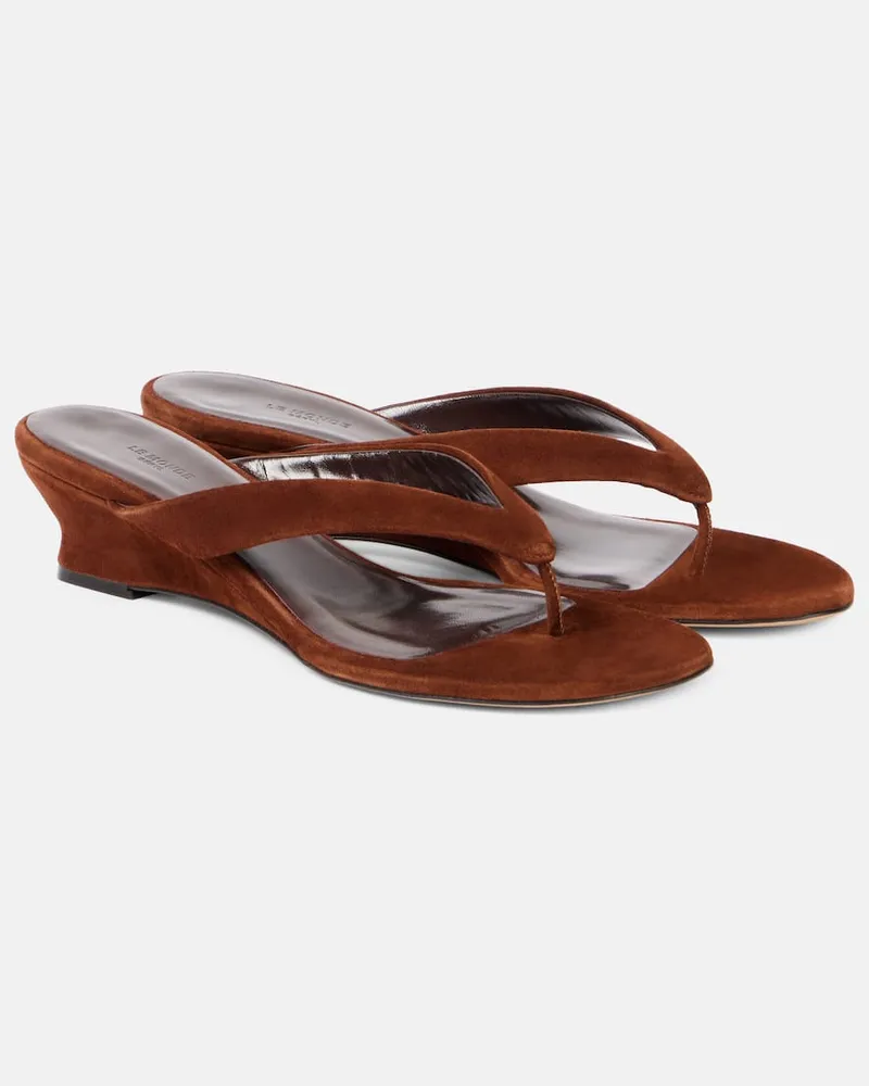 Le Monde Béryl Le Monde Béryl Wedge-Sandalen aus Veloursleder Braun