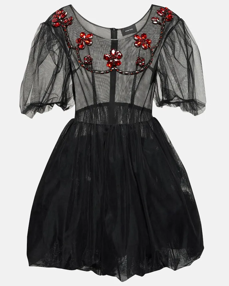 Simone Rocha Verziertes Minikleid aus Tüll Schwarz