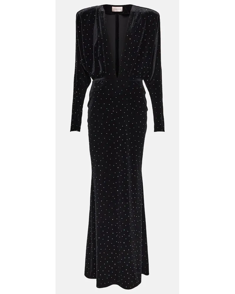 Alexandre Vauthier Verziertes Maxikleid aus Samt Schwarz