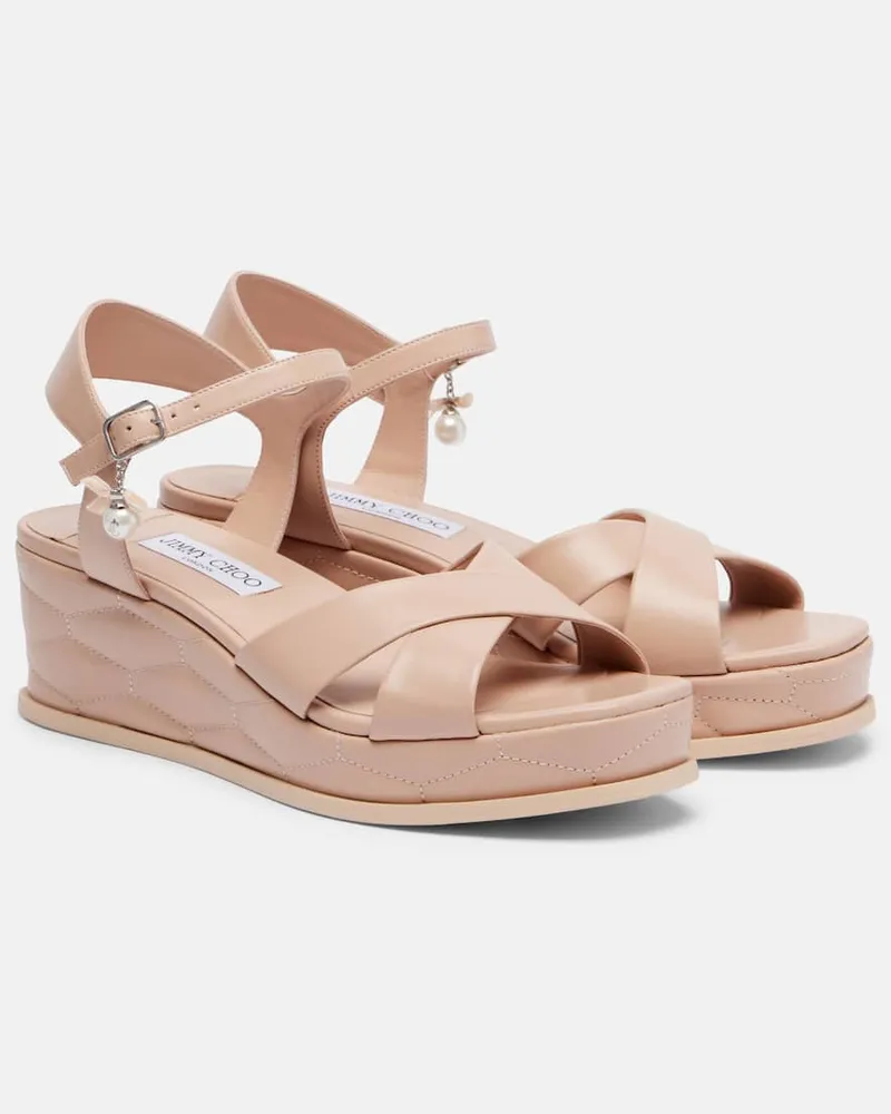 Jimmy Choo Wedge-Sandalen Astra 60 aus Leder Rosa