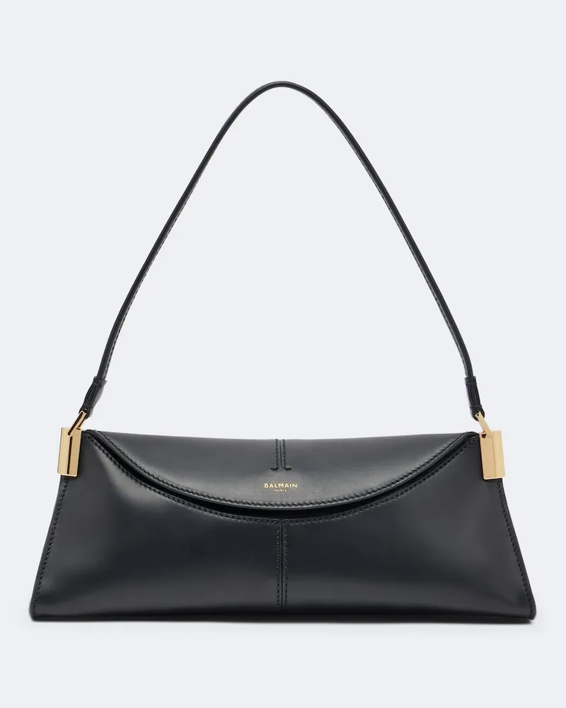Balmain Schultertasche 64-83 Small aus Leder Schwarz