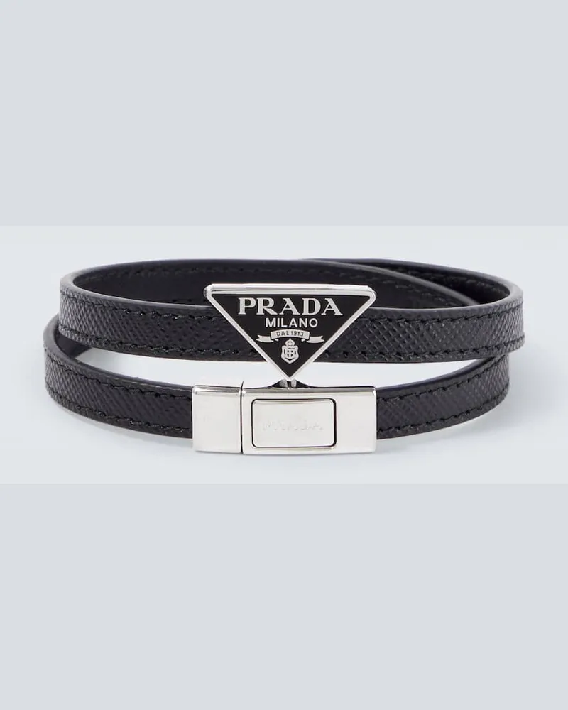 Prada Armband aus Saffiano-Leder Schwarz