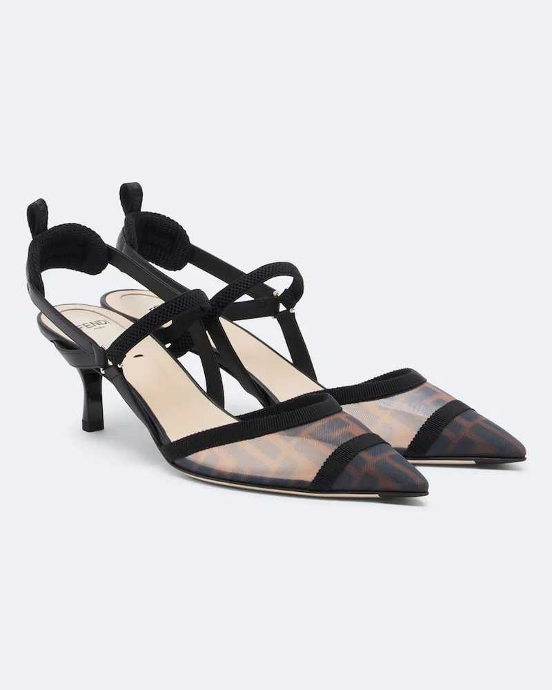 Fendi Slingback-Pumps Colibrì aus Mesh Schwarz