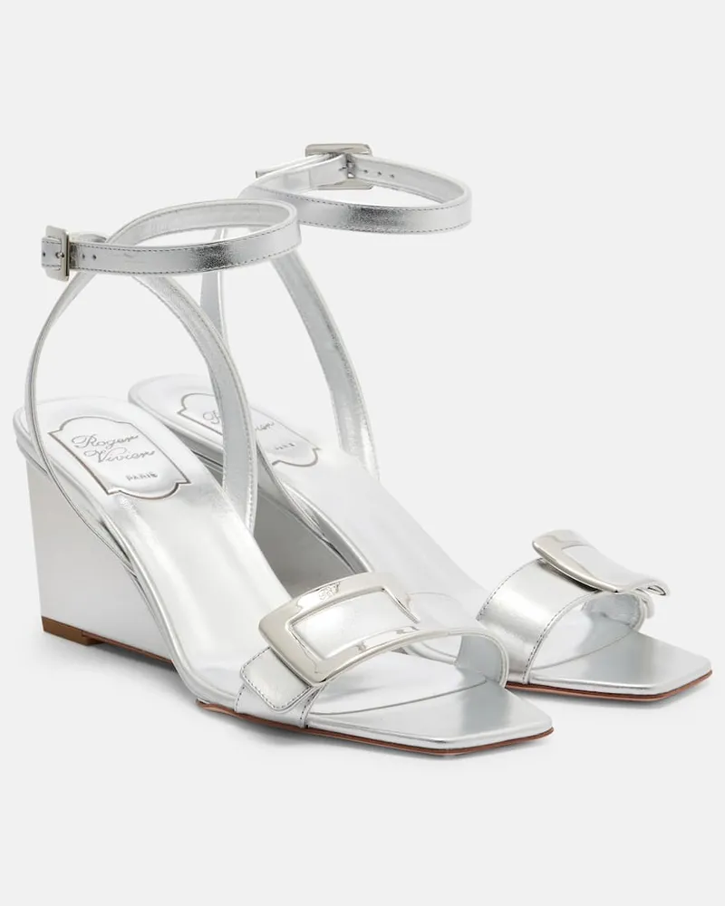 Roger Vivier Sandalen Belle Vivier aus Metallic-Leder Silber