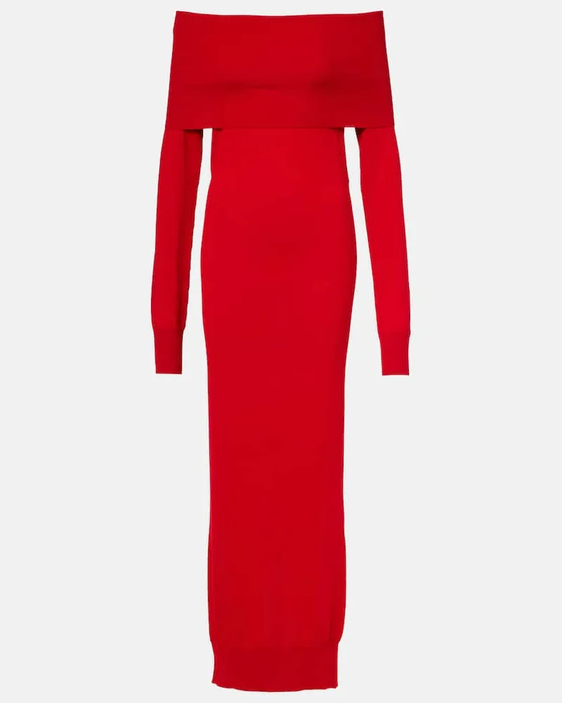 Stella McCartney Off-Shoulder-Maxikleid aus Wolle Rot