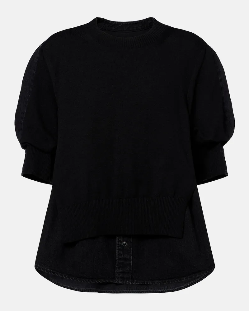 Sacai Pullover aus einem Baumwollgemisch Schwarz
