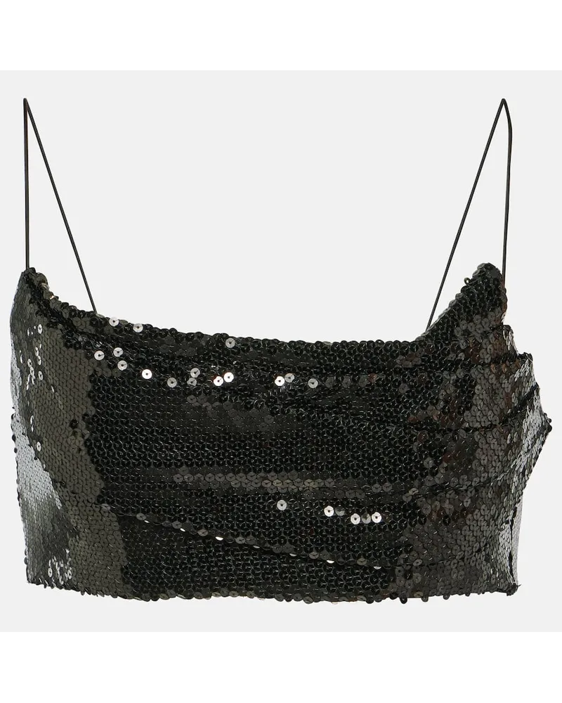 Alex Perry Cropped-Top mit Pailletten Schwarz