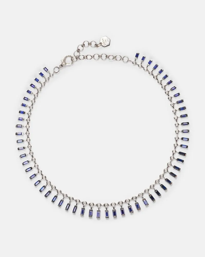 SHAY Halskette aus 18kt Weißgold mit Diamanten und Saphiren Silber