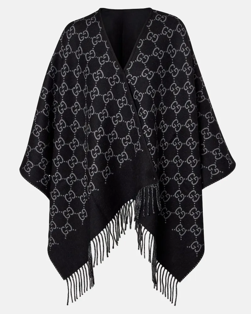 Gucci Poncho GG aus Wolle Schwarz