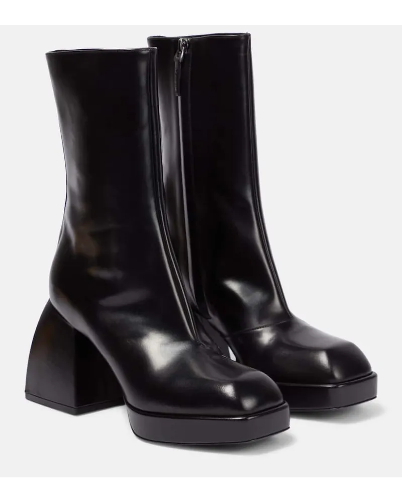 NODALETO Ankle Boots Bulla Corta aus Leder Schwarz