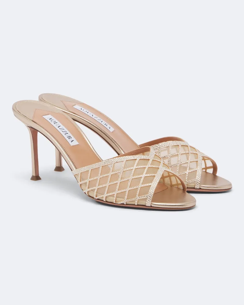 Aquazzura Verzierte Mules Lumiere mit Leder Gold