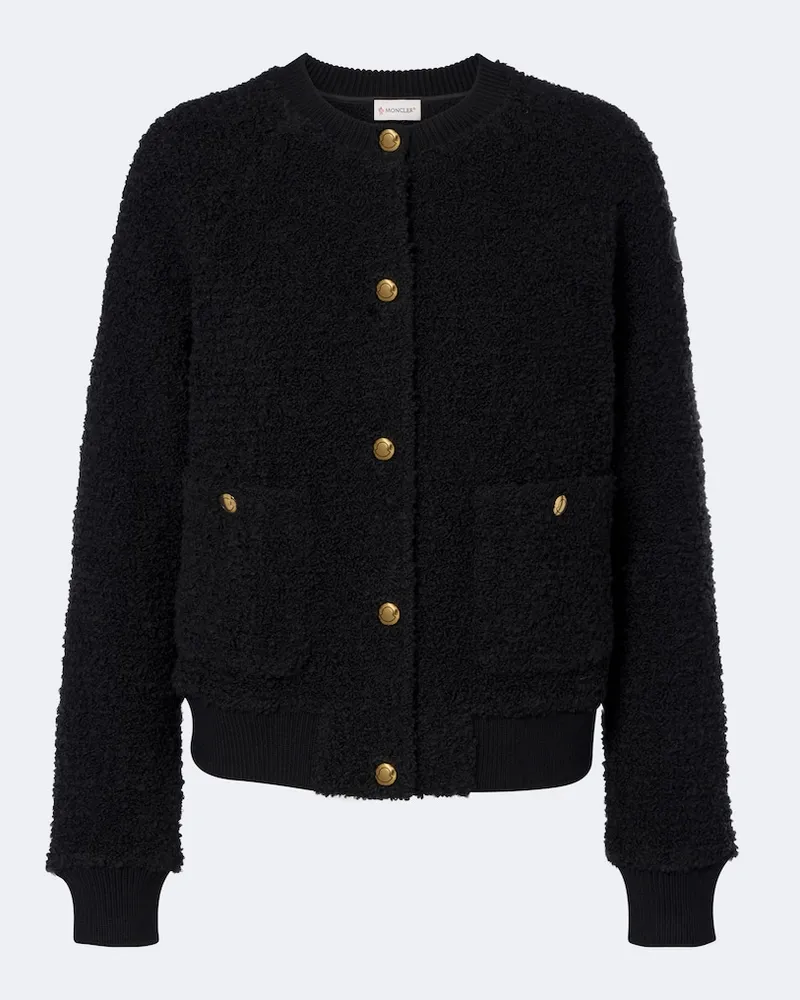 Moncler Cardigan aus Bouclé Schwarz