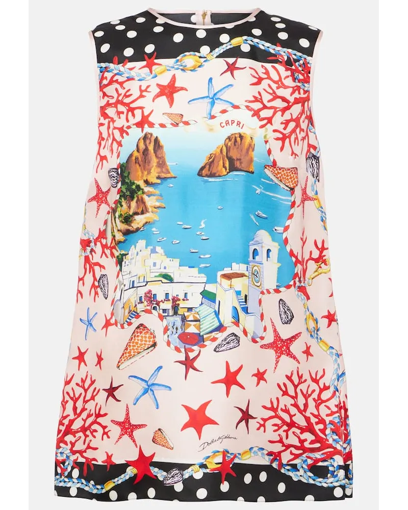 Dolce & Gabbana Bedrucktes Top Capri aus Seide Multicolor