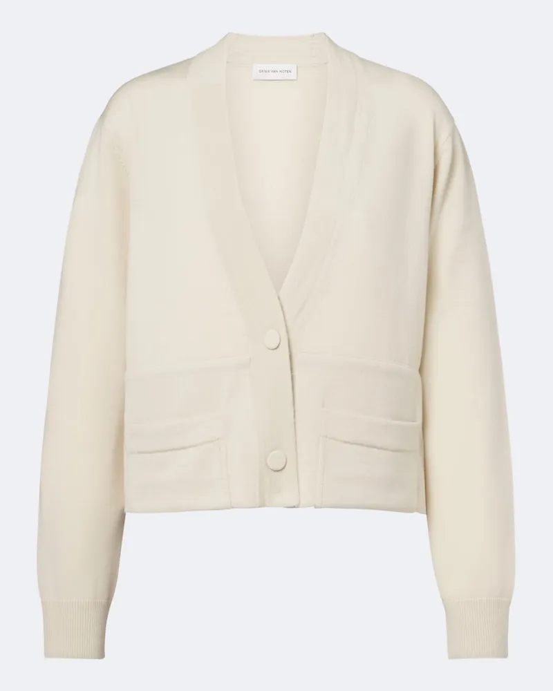 Dries van Noten Cardigan aus Wolle Weiß