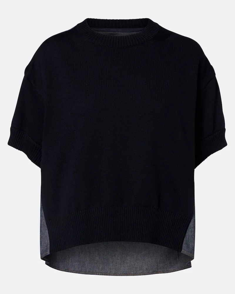 Sacai T-Shirt aus einem Baumwollgemisch Blau