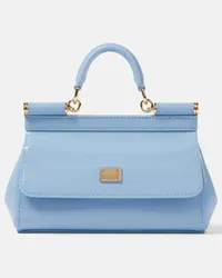 Dolce & Gabbana Tote Sicily Small aus Lackleder Blau