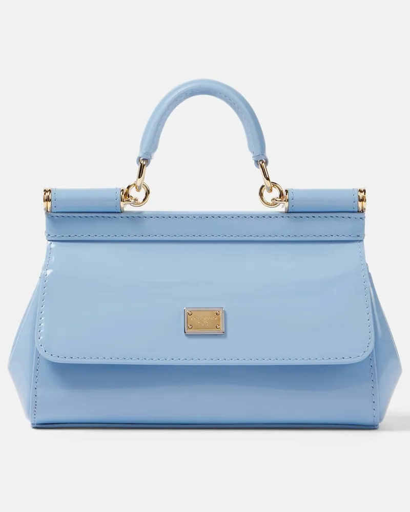 Dolce & Gabbana Tote Sicily Small aus Lackleder Blau