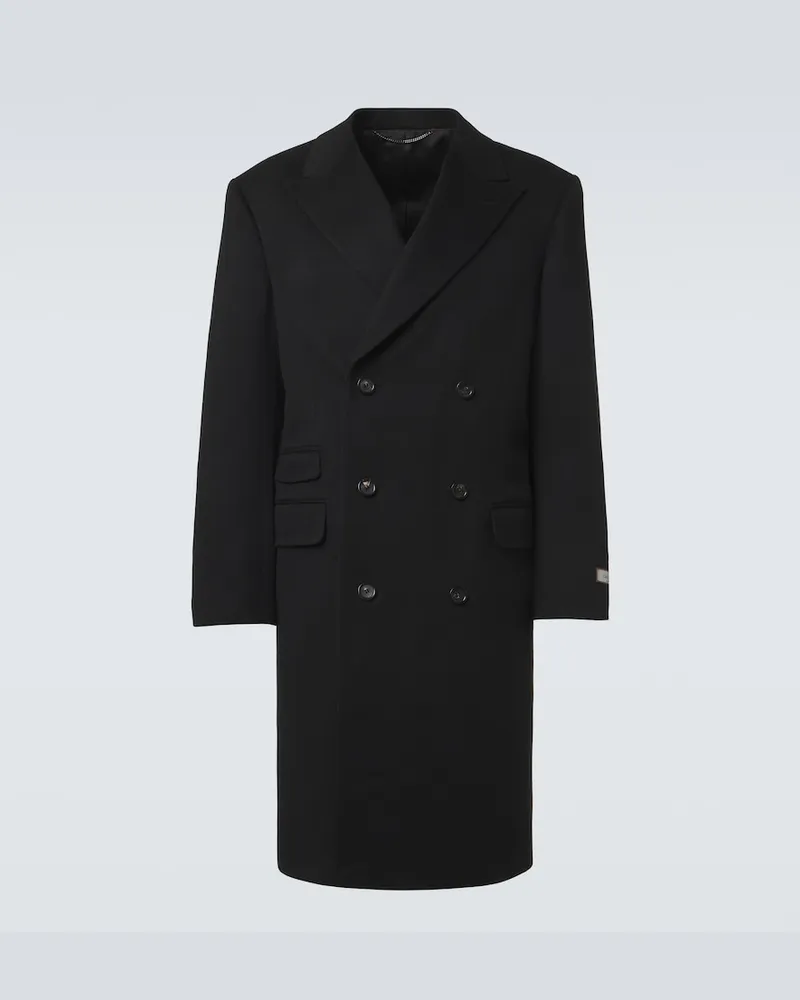 Canali Mantel aus Wolle und Kaschmir Schwarz
