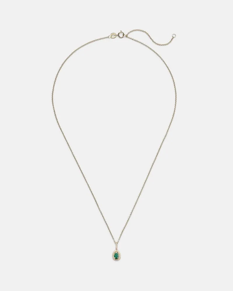 Stone & Strand Halskette Birthstone Bonbon aus 14kt Gelbgold mit Smaragd Gold