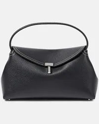 Totême Clutch T-Lock Small aus Leder Schwarz