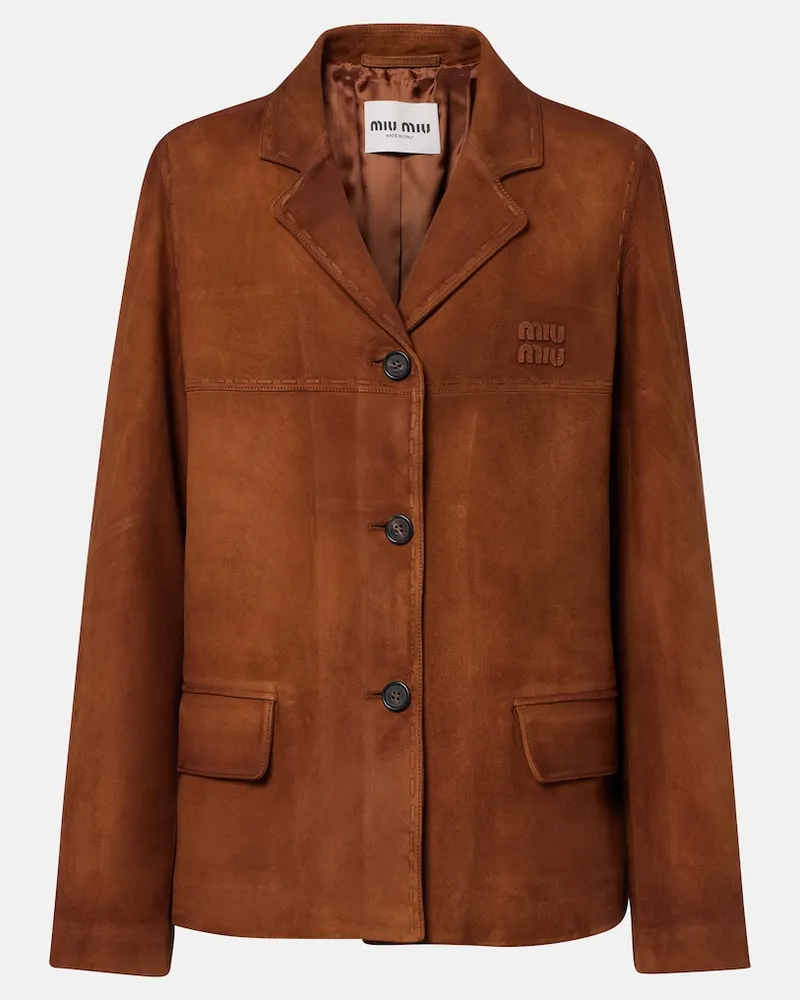 Miu Miu Jacke aus Veloursleder Braun
