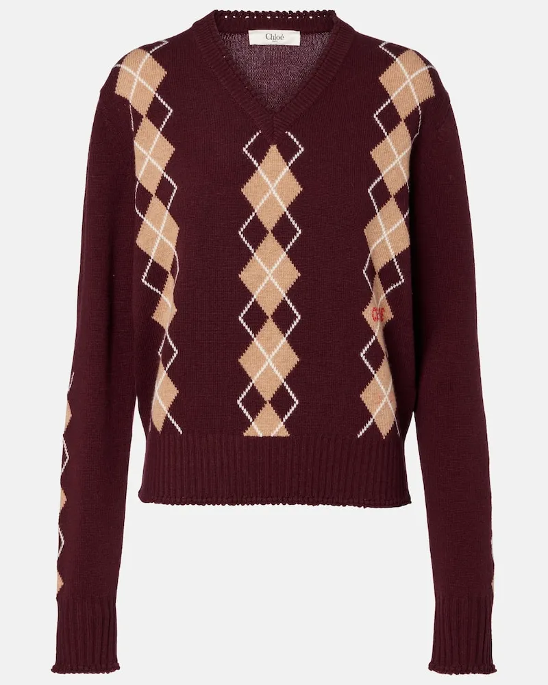 Chloé Chloé Pullover aus Wolle und Kaschmir Burgunderrot