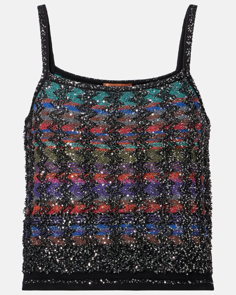 Missoni Top aus Häkelstrick mit Pailletten Multicolor