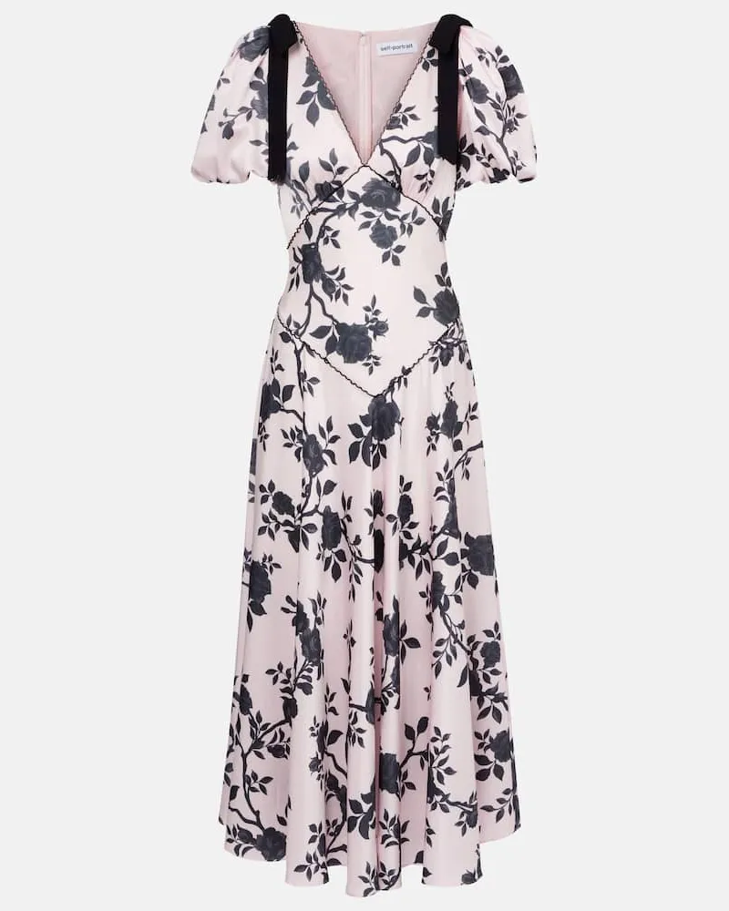Self-Portrait Midikleid aus Satin Pink