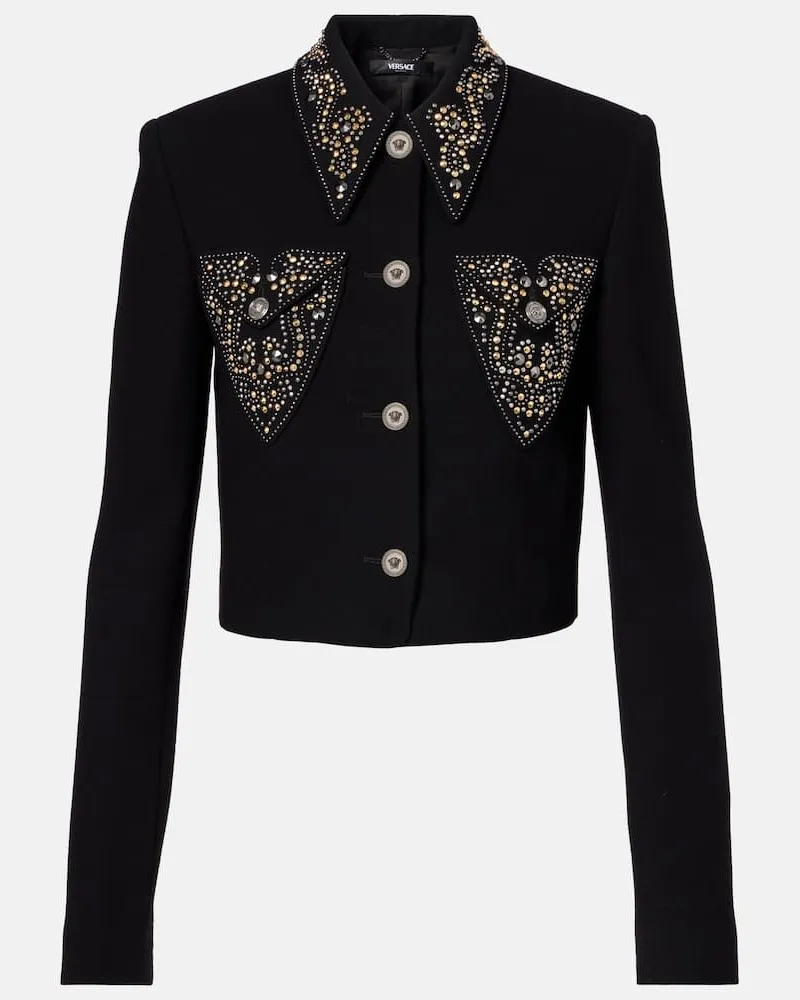 Versace Verzierte Jacke aus einem Wollgemisch Schwarz