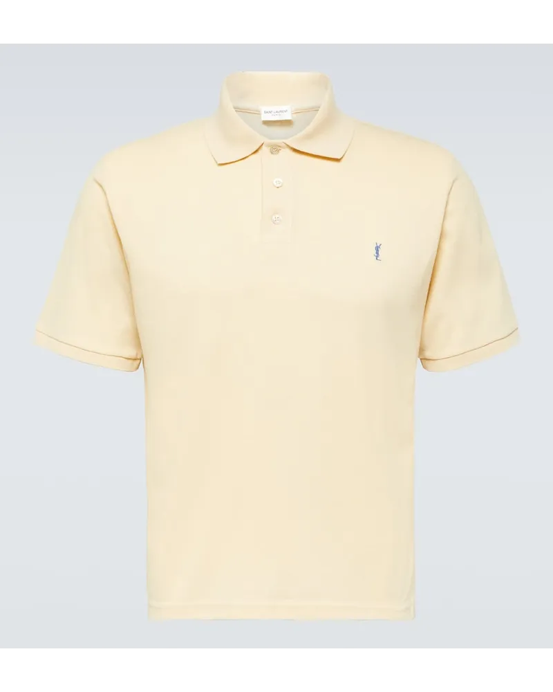 Saint Laurent Polohemd Cassandre aus einem Baumwollgemisch Blau