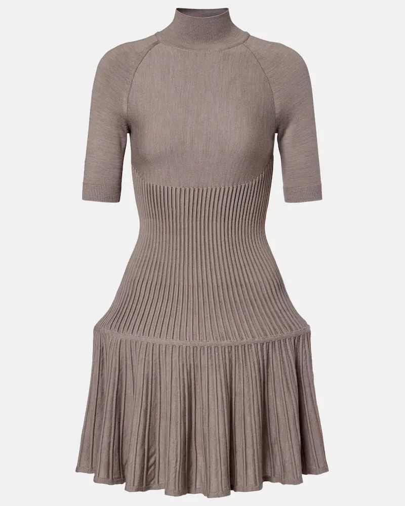 Alaïa Alaïa Minikleid aus einem Wollgemisch Beige