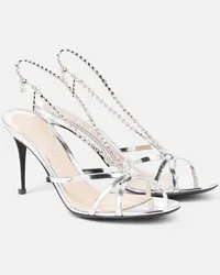 Gucci Sandalen Heloise aus Metallic-Leder Silber