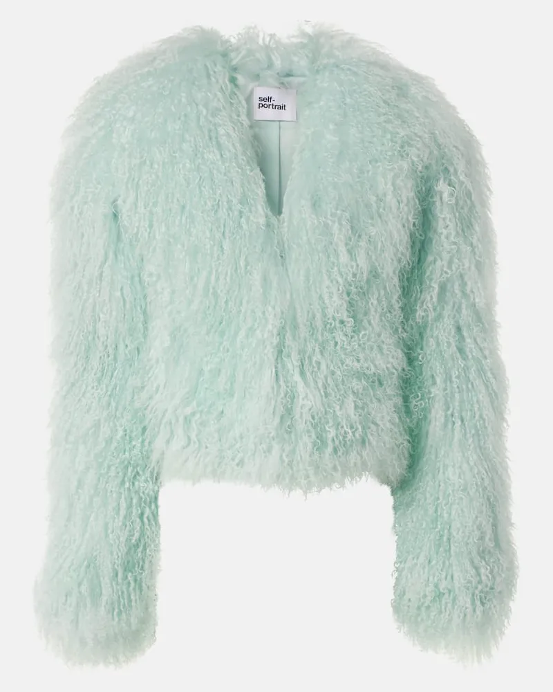 Self-Portrait Jacke aus Shearling Grün