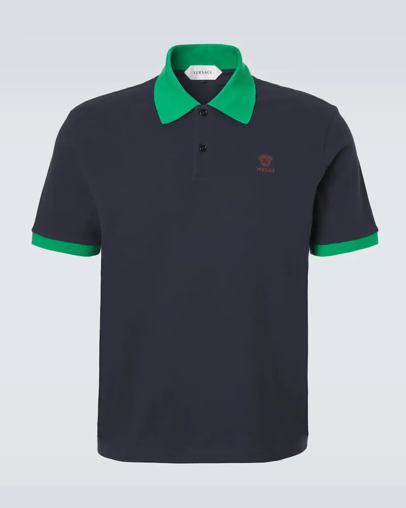 Versace Polohemd Medusa aus Baumwolle Blau
