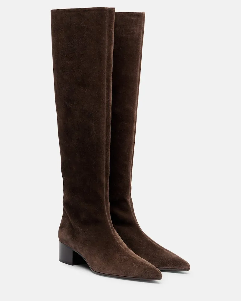 KHAITE Stiefel Andee aus Veloursleder Braun