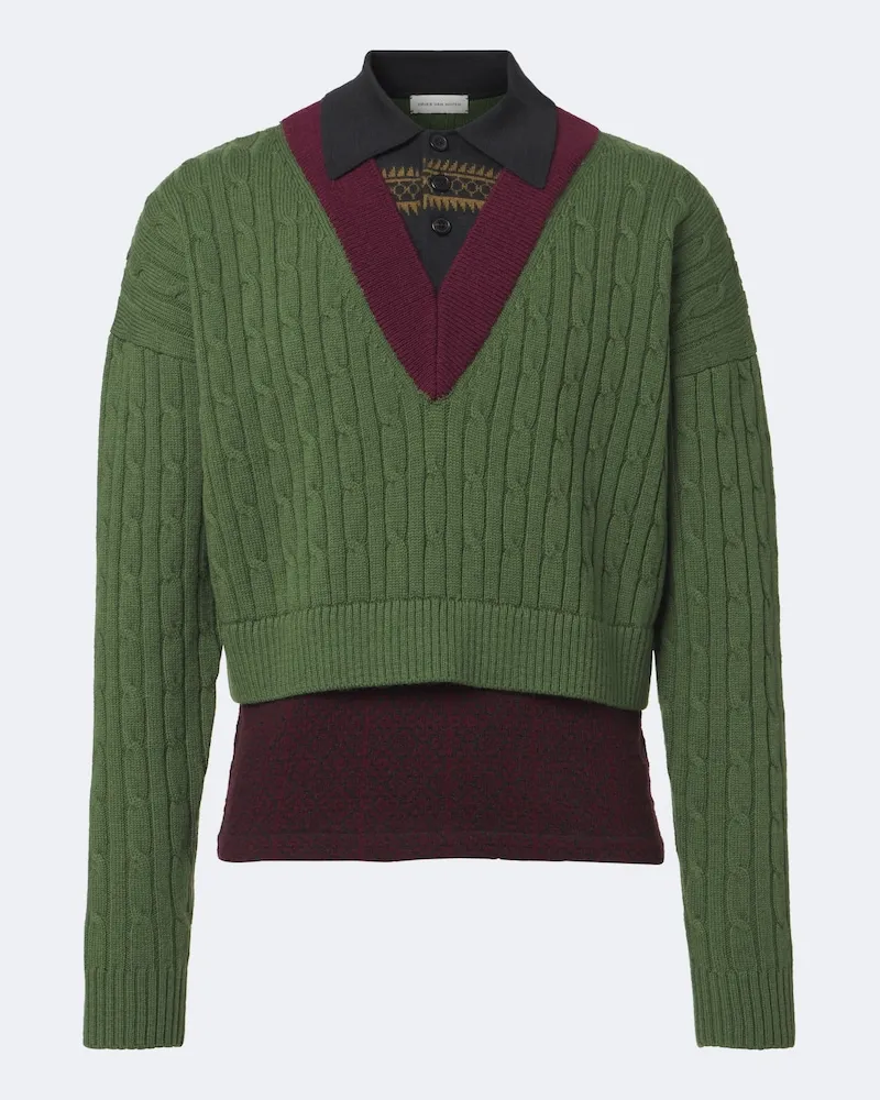 Dries van Noten Polopullover aus einem Wollgemisch Multicolor