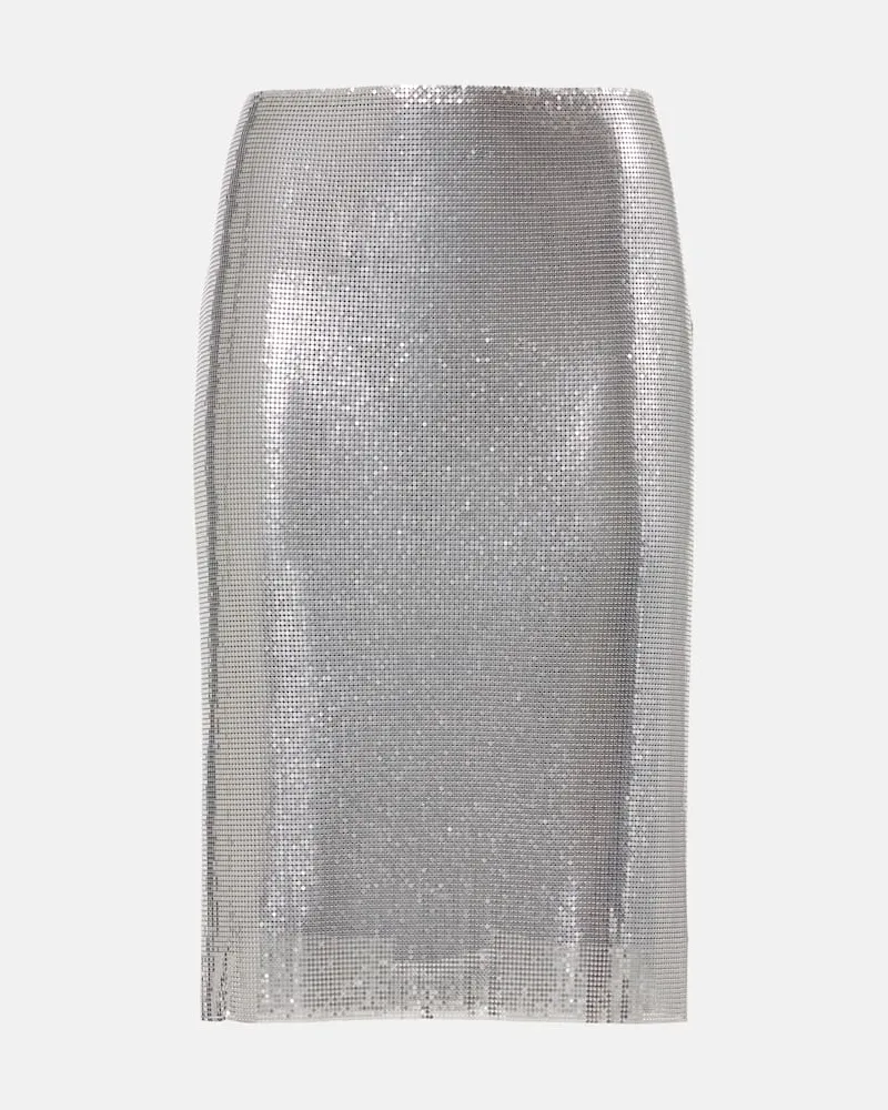 Versace Bleistiftrock aus Metall-Mesh Silber