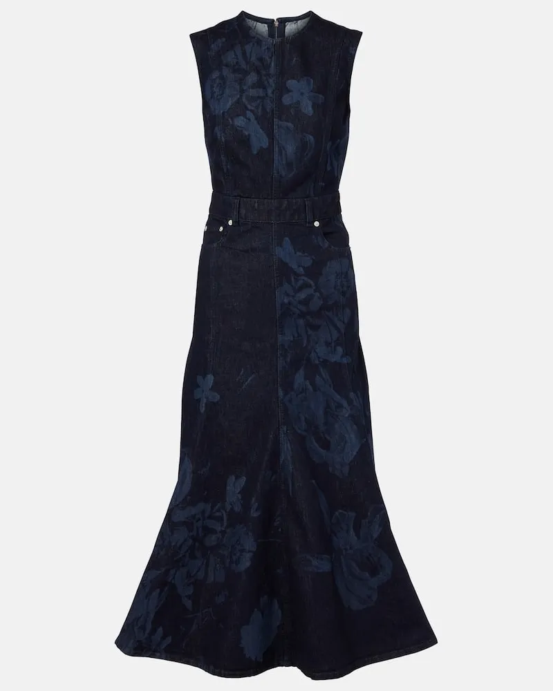 Erdem Midikleid aus Denim Blau