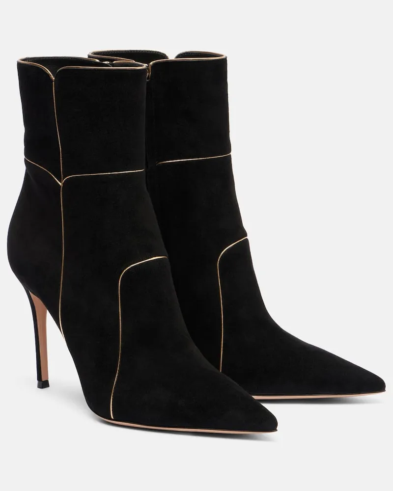 Gianvito Rossi Ankle Boots 95 aus Veloursleder Schwarz