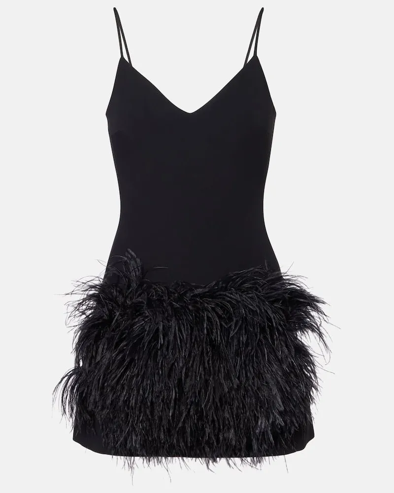 David Koma Minikleid mit Federn Schwarz