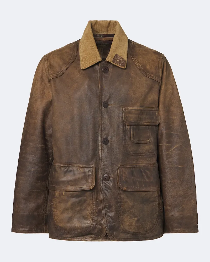 RRL Jacke aus Leder mit Cord Braun