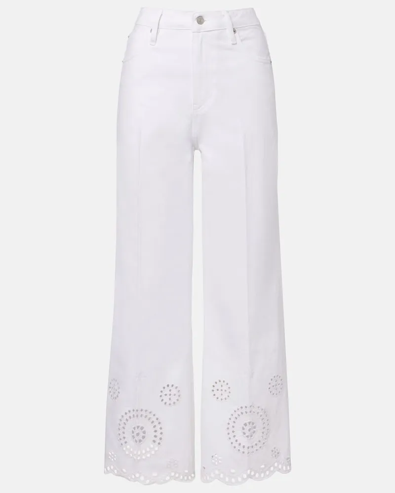 Frame Denim Bestickte Flared Jeans The Eyelet Weiß